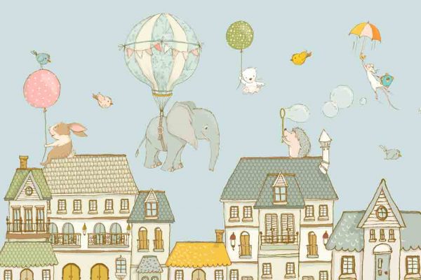 Fototapeta dziecięca z motywem słonika w powietrzu