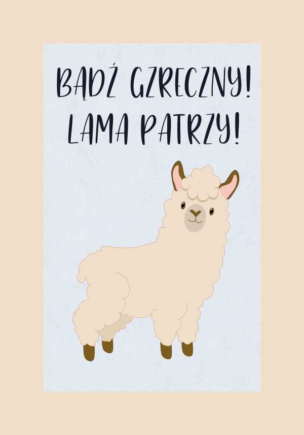 Plakat dziecięcy z motywem lamy