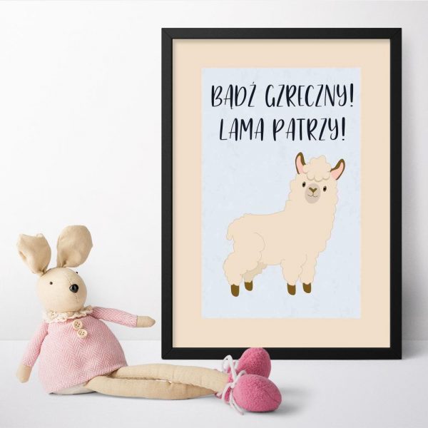 Plakat do pokoju dziecka przedstawiający lamę