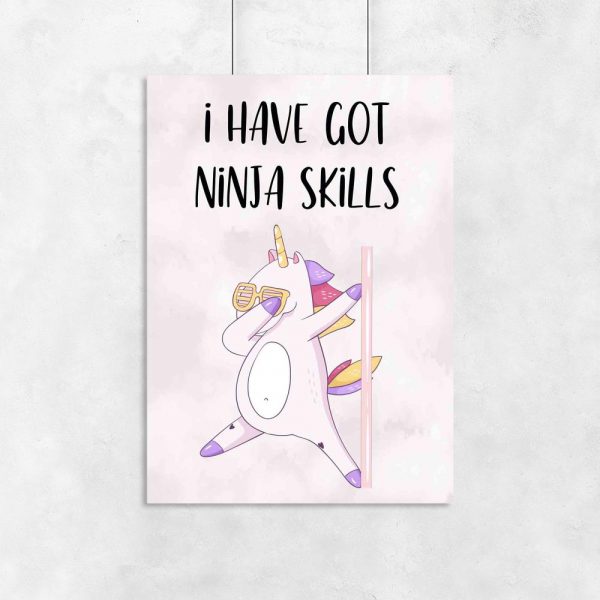 plakat do studia pole dance - I have got ninja skills