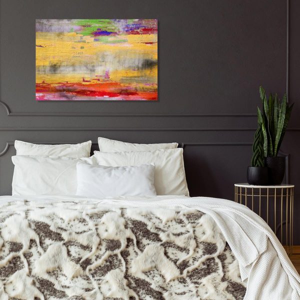obraz do sypialni z chaotycznymi pociągnięciami pędzla