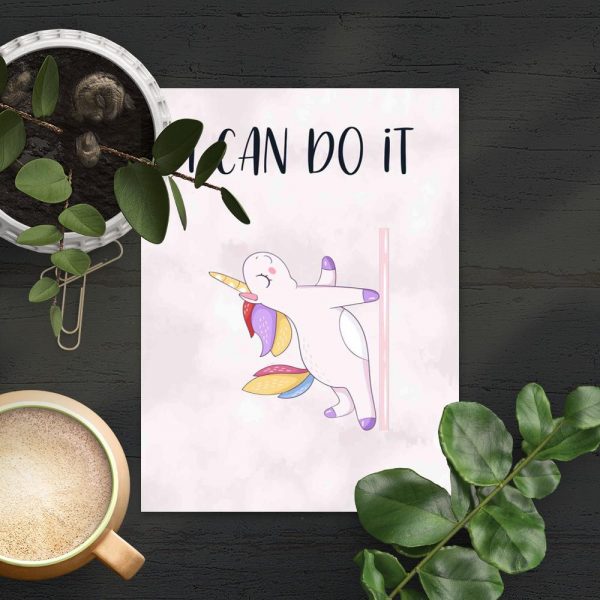 Plakat- I can do it na ścianę studia pole dance