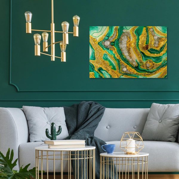 inspiracja do salonu geode art sztuka na obrazie z abstrakcją