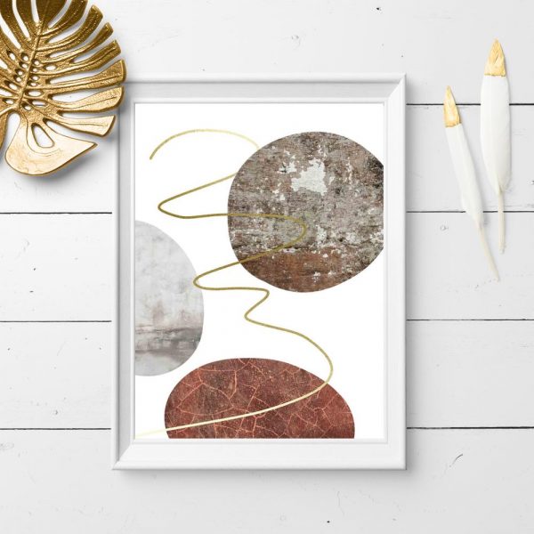 plakat z kamiennymi kołami