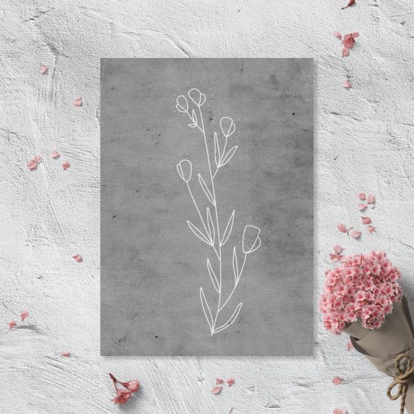 plakat z motywem sztuki liniowej przedstawiającej roślinę