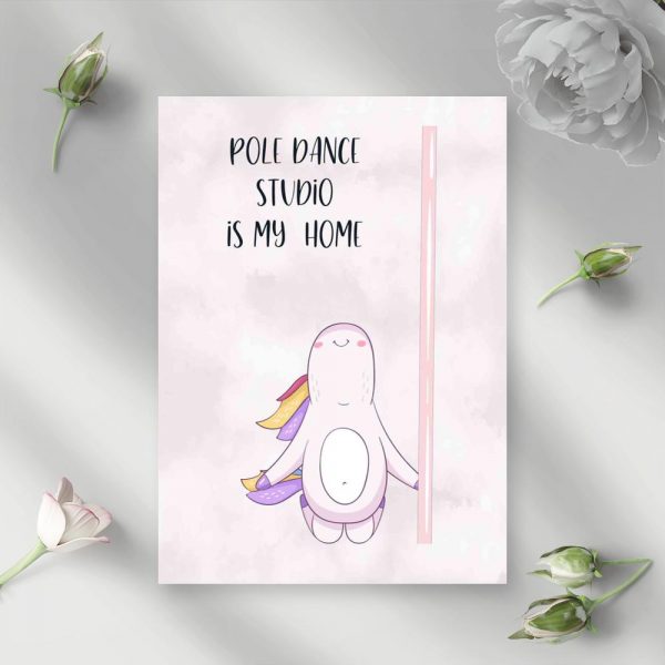 Plakat na ścianę studia pole dance z jednorożcem