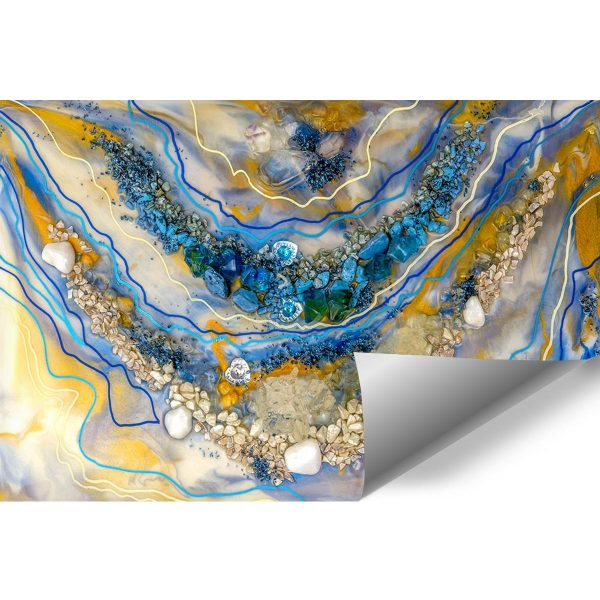 Fototapeta dekoracja z kamieniami abstrakcja pomarańczowo niebieska żywiczna