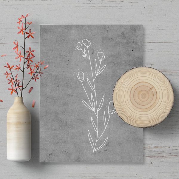 plakat line art przedstawiający kwiaty