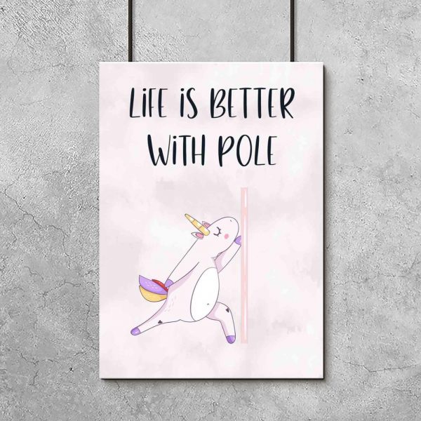 Plakat do studia pole dance - Tańczący jednorożec