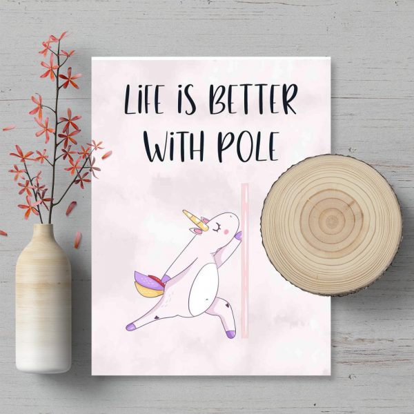 Piękny plakat na ścianę studia pool dance - Tańczący jednorożec