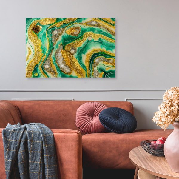 Obraz abstrakcyjny z kamieniami ze sztuką żywiczną