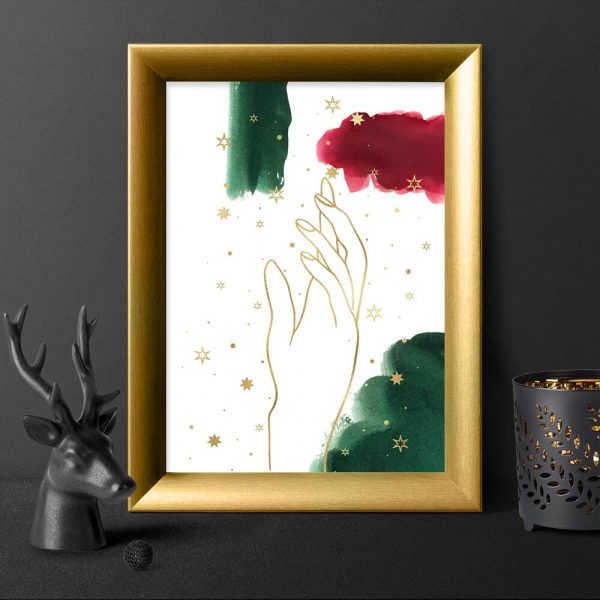 Plakat z konturami dłoni do biura