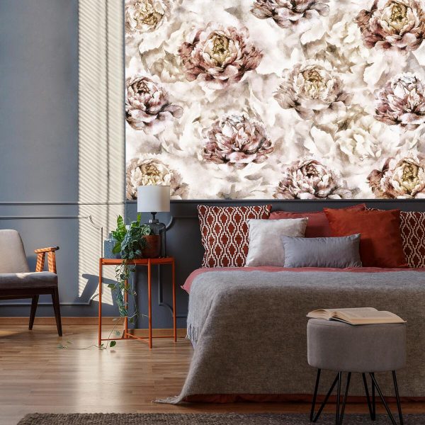 Botaniczna tapeta w piwonie do pokoju