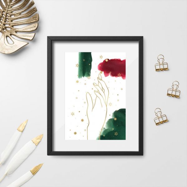 Plakat z konturami dłoni do sypialni