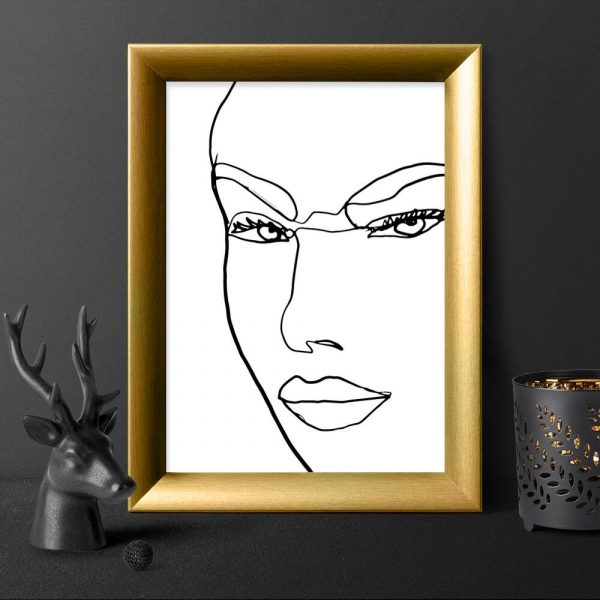 Plakat z konturami kobiecej twarzy do przedpokoju