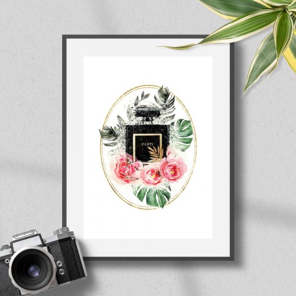 Plakat z perfumami paris dla kobiet