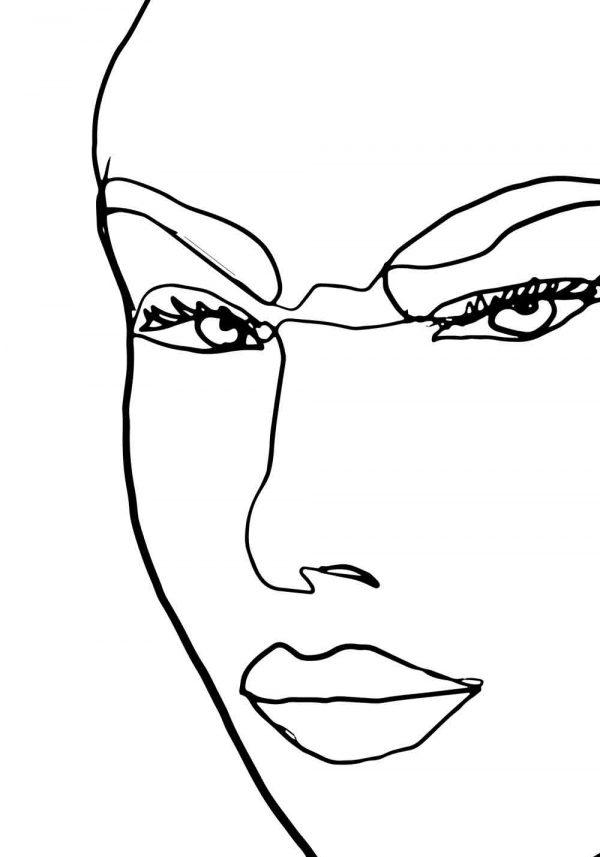 Plakat z konturami kobiecej twarzy