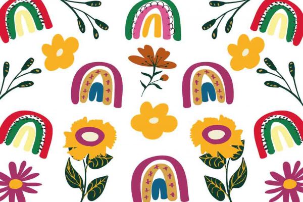 Kolorowa fototapeta z tęczami