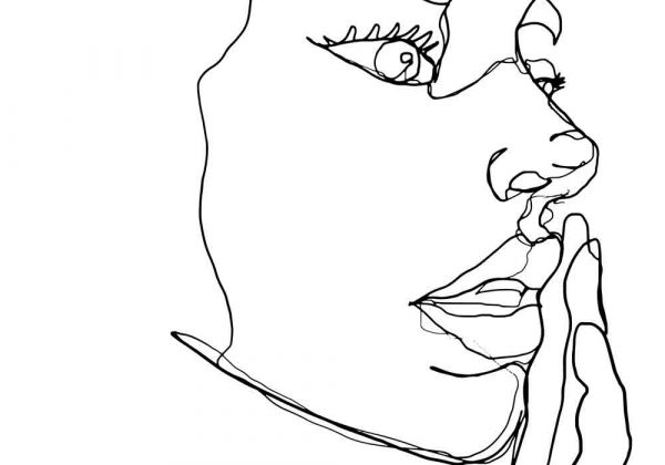 Plakat z profilem kobiecej twarzy