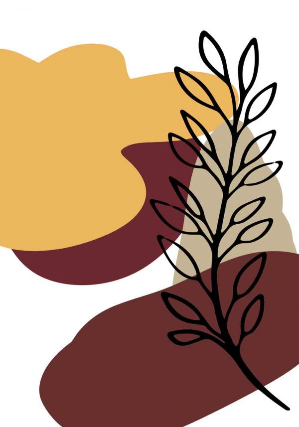 Plakat z motywem plam i gałązki