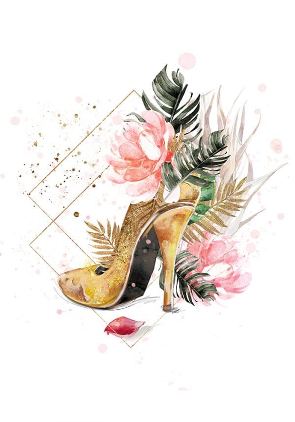 Plakat ze złotym butem