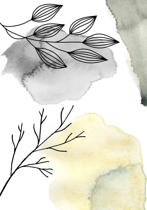 Plakat z abstrakcją na tle gałązek