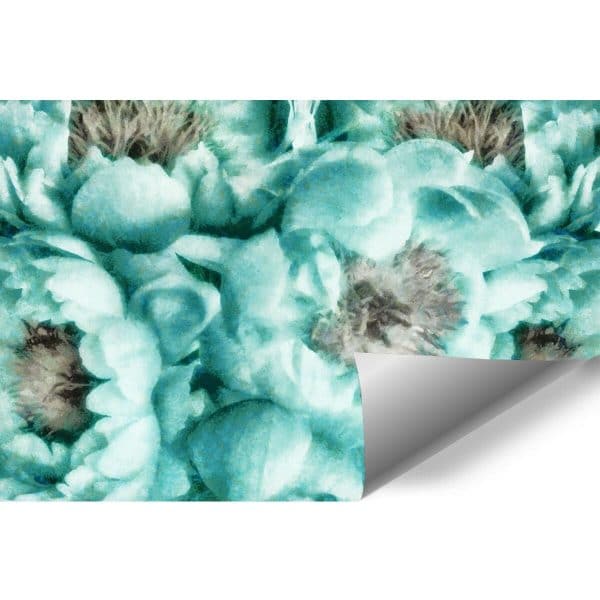 Tapeta z turkusowymi piwoniami do biura