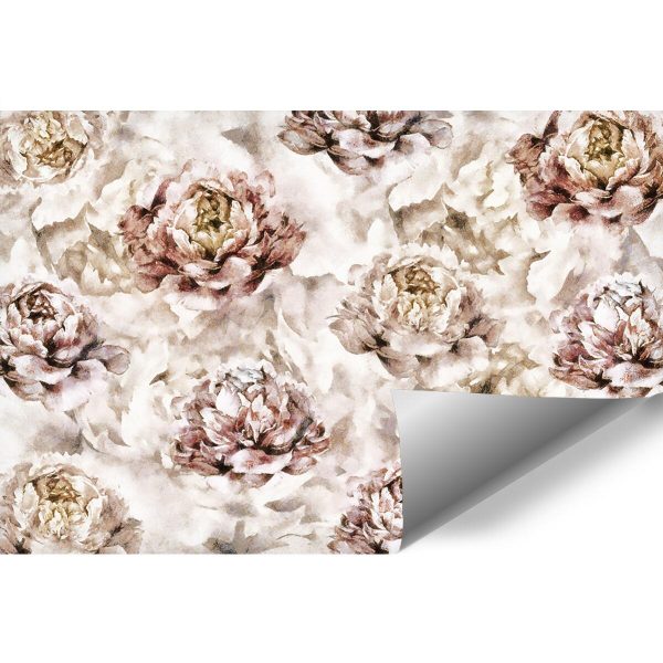 Botaniczna tapeta w piwonie do biura