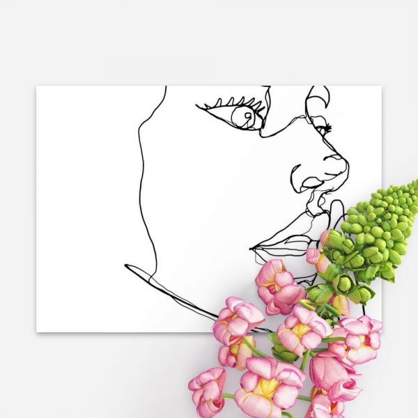 Plakat z profilem kobiecej twarzy do sypialni