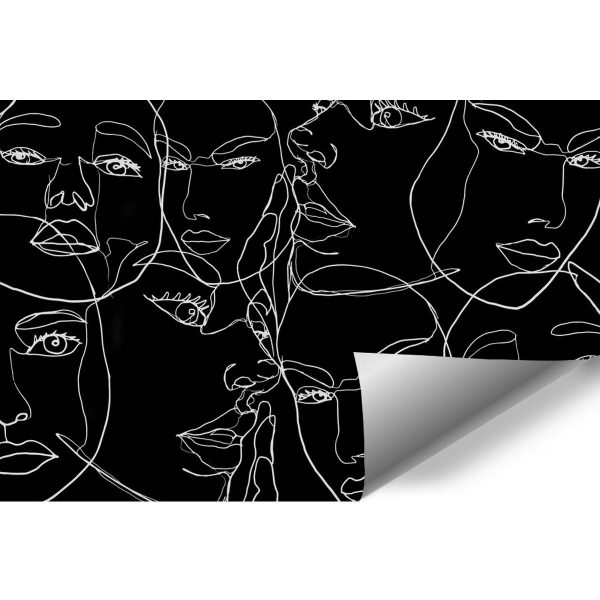 Tapeta z motywem line art do przedpokoju