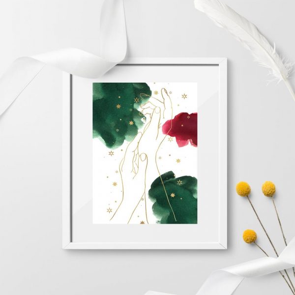 Plakat z dłońmi w stylu line art do sypialni