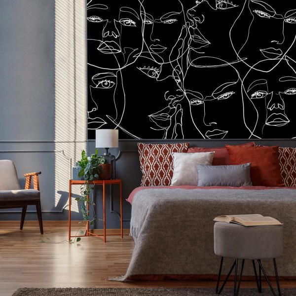 Tapeta z motywem line art do sypialni