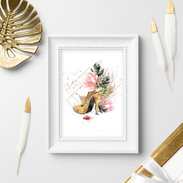 Plakat ze złotym butem dla kobiet