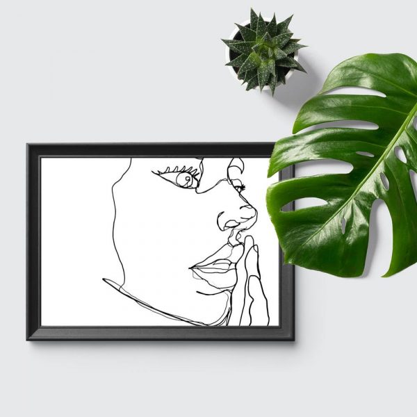 Plakat z profilem kobiecej twarzy do biura