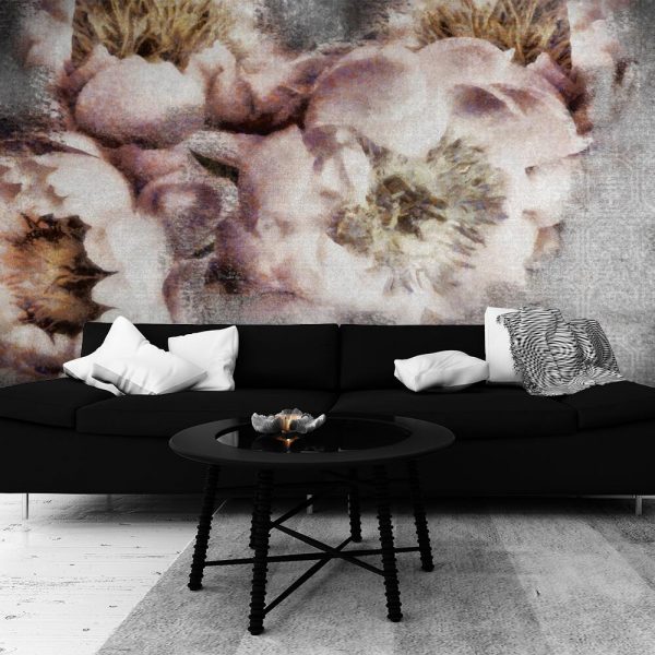 Botaniczna tapeta z kwiatami do salonu