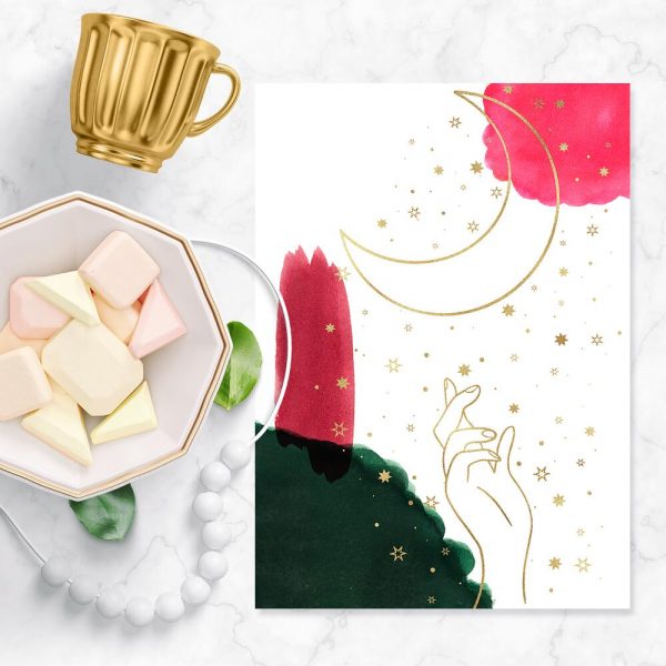 Plakat z dłonią i księżycem do przedpokoju