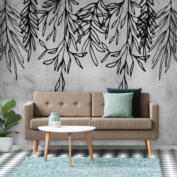 Fototapeta z gałązkami na betonie do pokoju