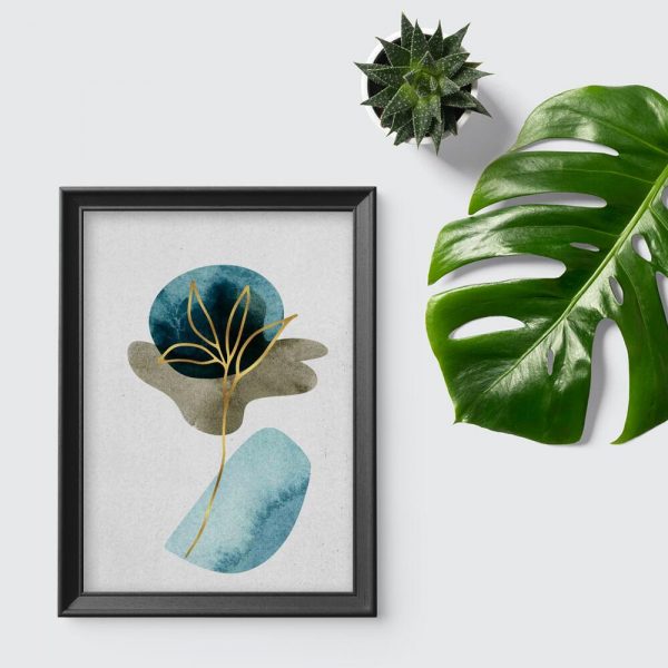 Plakat ze złotą rośliną do biura