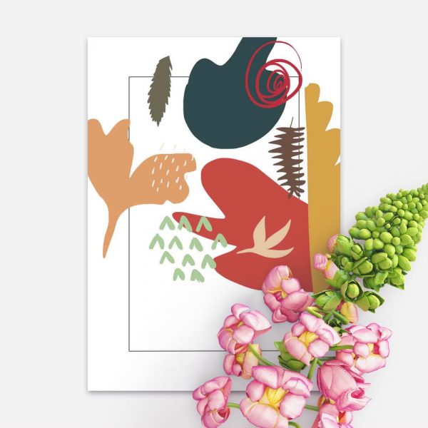 Plakat z motywem kolorowej abstrakcji do sypialni