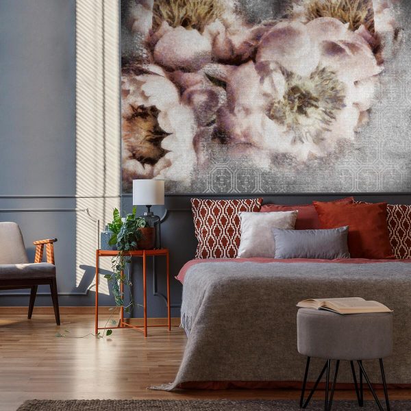 Botaniczna tapeta z kwiatami do sypialni