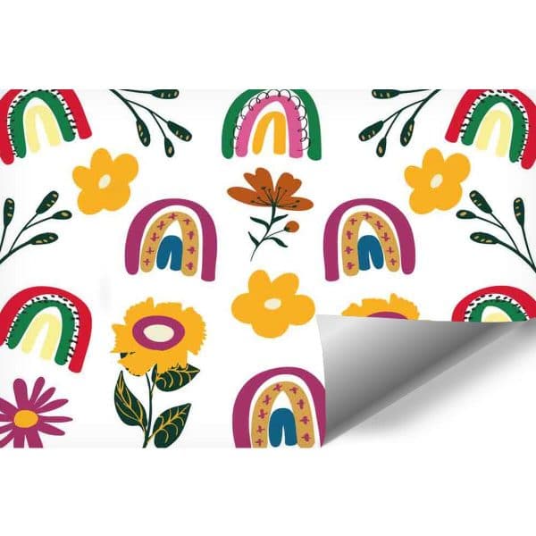 Kolorowa fototapeta z tęczami do pokoju