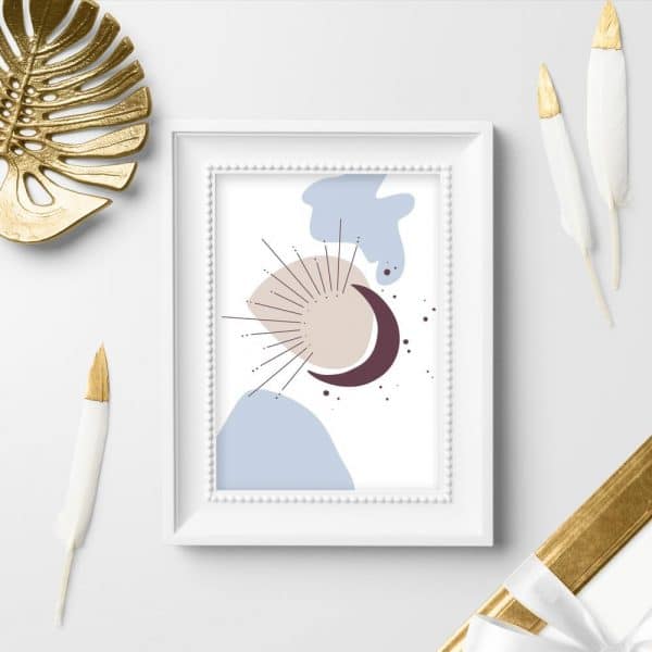 Plakat z abstrakcją z księżycem do przedpokoju