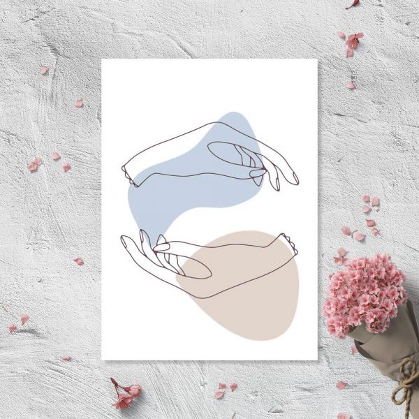 Plakat z dłońmi na białym tle do przedpokoju