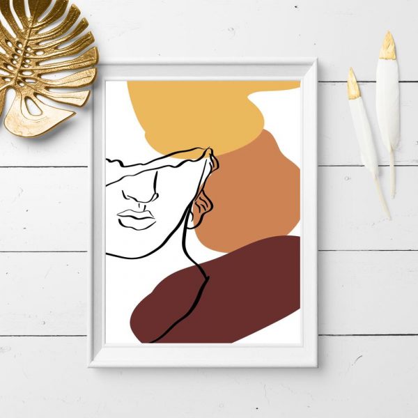 Plakat line art z twarzą mężczyzny do przedpokoju