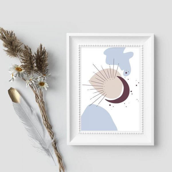 Plakat z abstrakcją z księżycem do sypialni