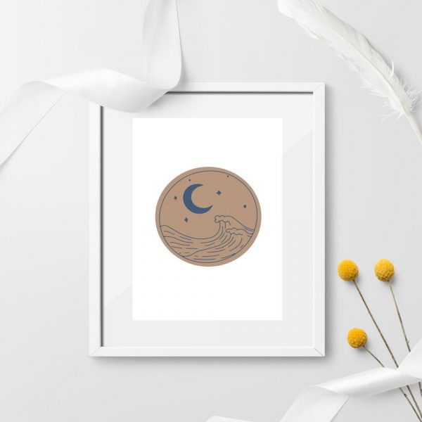 Plakat z falami morskimi na prezent