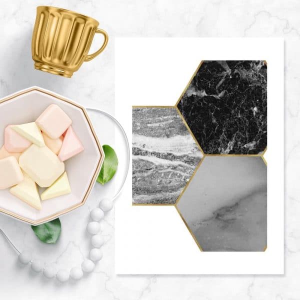 Plakat - Kamienne sześciokąty na przedpokój