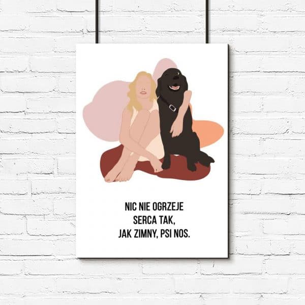 Plakat typograficzny o psie do salonu