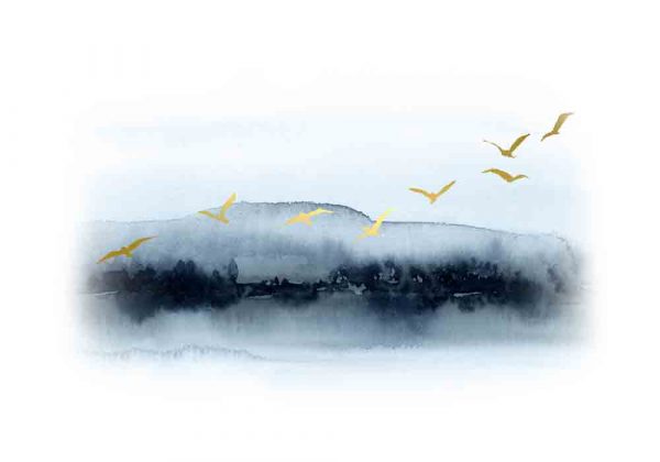 Plakat z gromadą ptaków