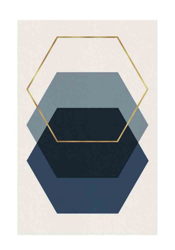 Plakat z sześciokątami